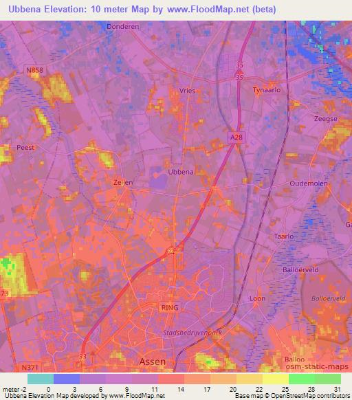 Ubbena,Netherlands Elevation Map