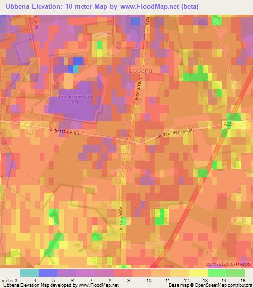 Ubbena,Netherlands Elevation Map