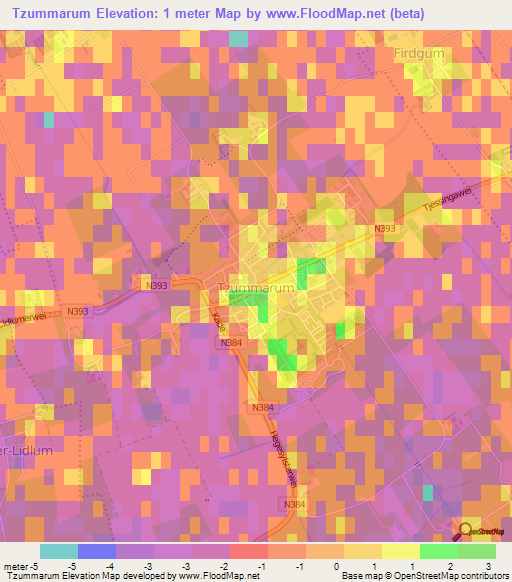 Tzummarum,Netherlands Elevation Map