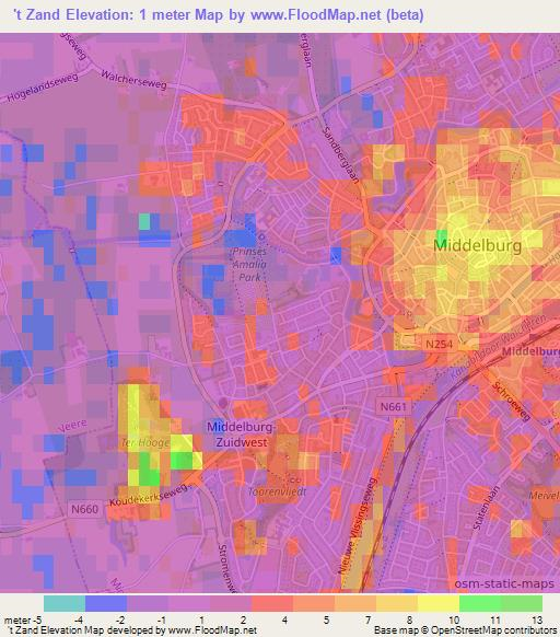 't Zand,Netherlands Elevation Map