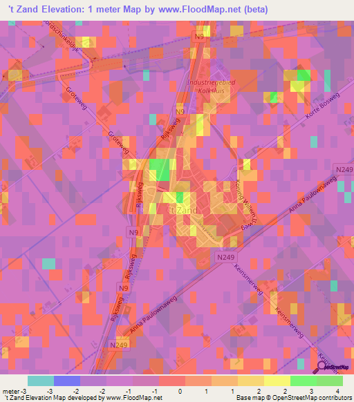 't Zand,Netherlands Elevation Map
