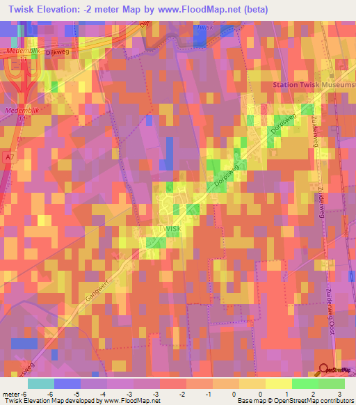 Twisk,Netherlands Elevation Map
