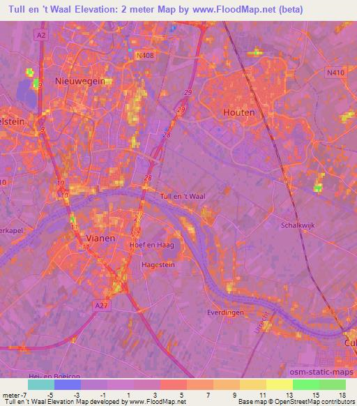Tull en 't Waal,Netherlands Elevation Map
