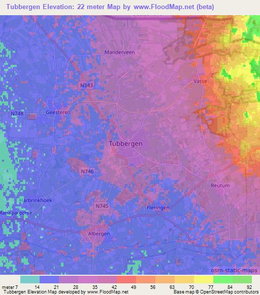 Tubbergen,Netherlands Elevation Map