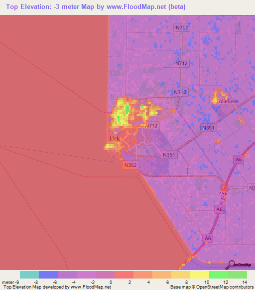 Top,Netherlands Elevation Map