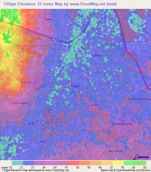 Tilligte,Netherlands Elevation Map