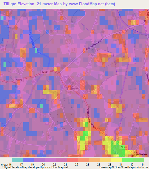 Tilligte,Netherlands Elevation Map