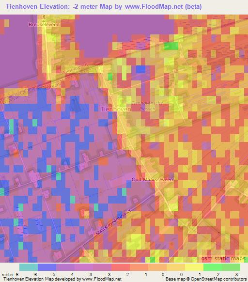 Tienhoven,Netherlands Elevation Map