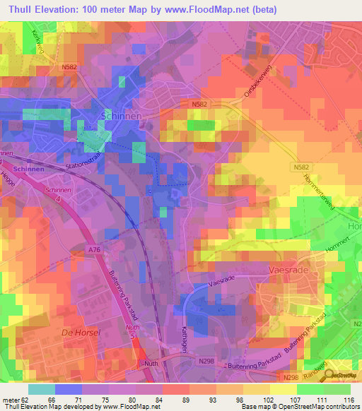 Thull,Netherlands Elevation Map