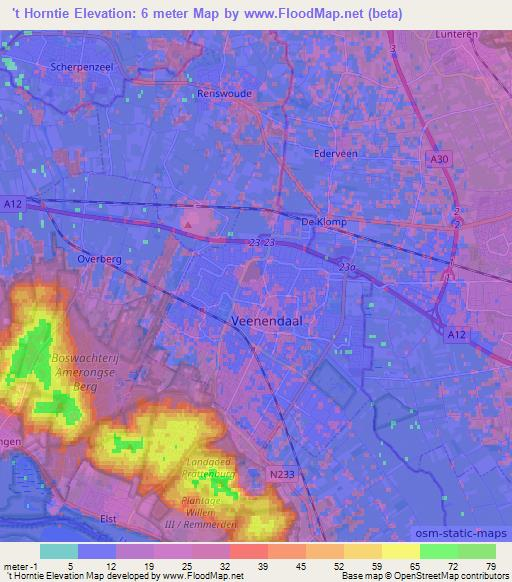 't Horntie,Netherlands Elevation Map