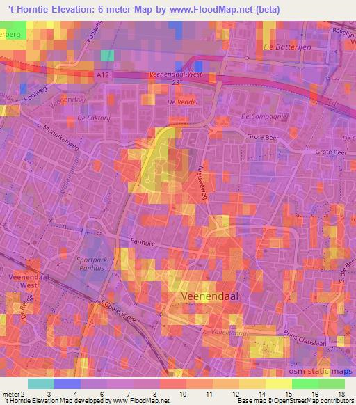 't Horntie,Netherlands Elevation Map
