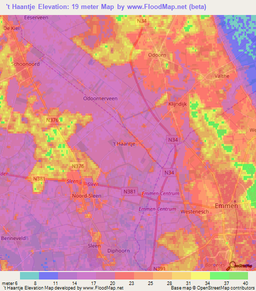 't Haantje,Netherlands Elevation Map