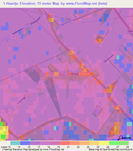't Haantje,Netherlands Elevation Map