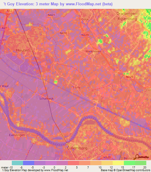 't Goy,Netherlands Elevation Map