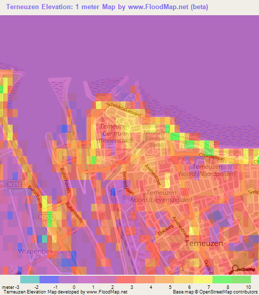 Terneuzen,Netherlands Elevation Map
