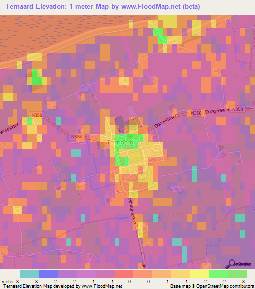 Ternaard,Netherlands Elevation Map