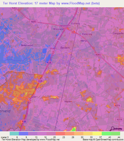 Ter Horst,Netherlands Elevation Map