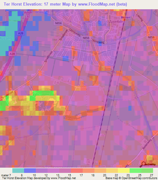Ter Horst,Netherlands Elevation Map