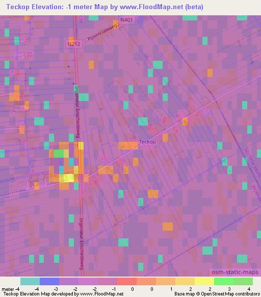 Teckop,Netherlands Elevation Map