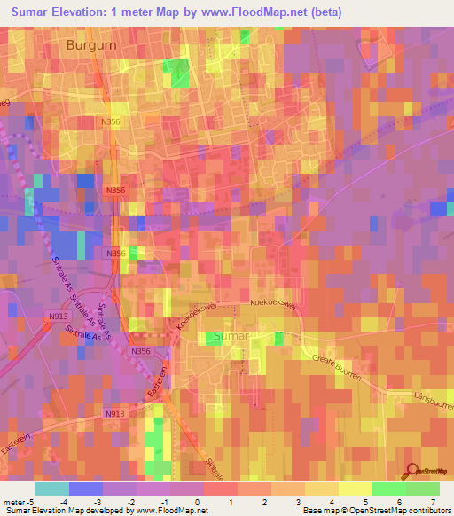 Sumar,Netherlands Elevation Map