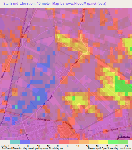 Stuifzand,Netherlands Elevation Map
