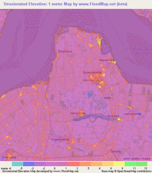 Strooienstad,Netherlands Elevation Map