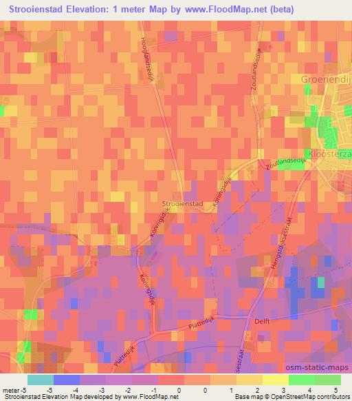 Strooienstad,Netherlands Elevation Map