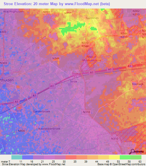 Stroe,Netherlands Elevation Map