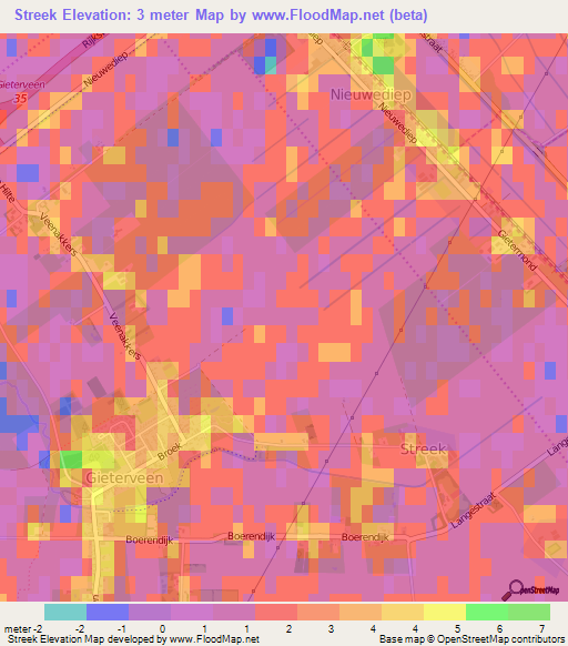 Streek,Netherlands Elevation Map