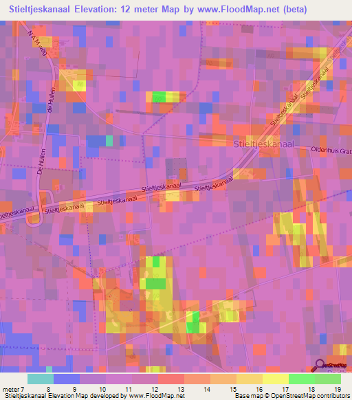 Stieltjeskanaal,Netherlands Elevation Map