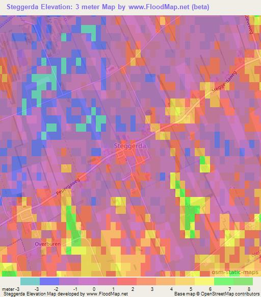 Steggerda,Netherlands Elevation Map