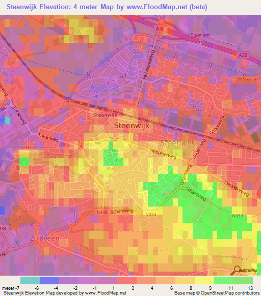 Steenwijk,Netherlands Elevation Map