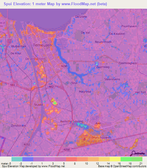 Spui,Netherlands Elevation Map