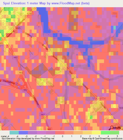 Spui,Netherlands Elevation Map
