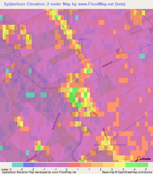 Spijkerboor,Netherlands Elevation Map