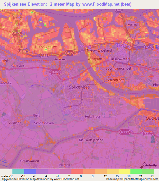 Spijkenisse,Netherlands Elevation Map