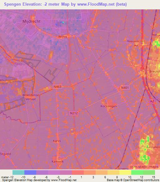 Spengen,Netherlands Elevation Map