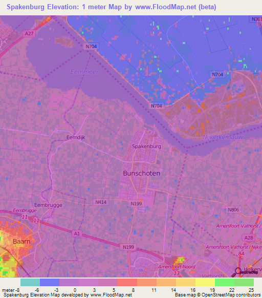 Spakenburg,Netherlands Elevation Map
