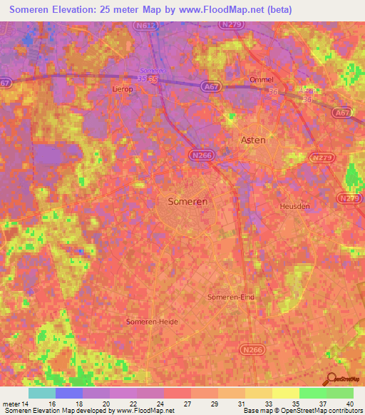 Someren,Netherlands Elevation Map