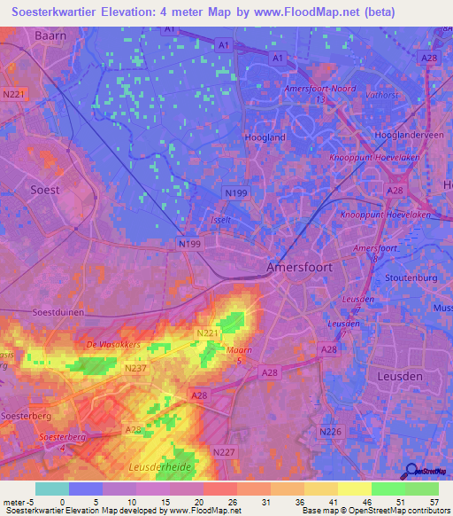 Soesterkwartier,Netherlands Elevation Map