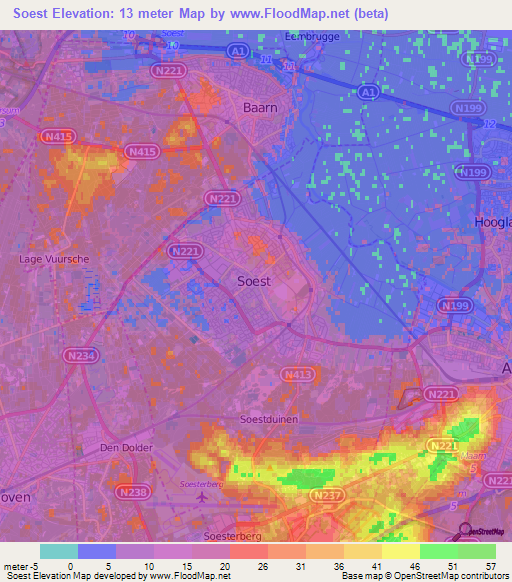 Soest,Netherlands Elevation Map
