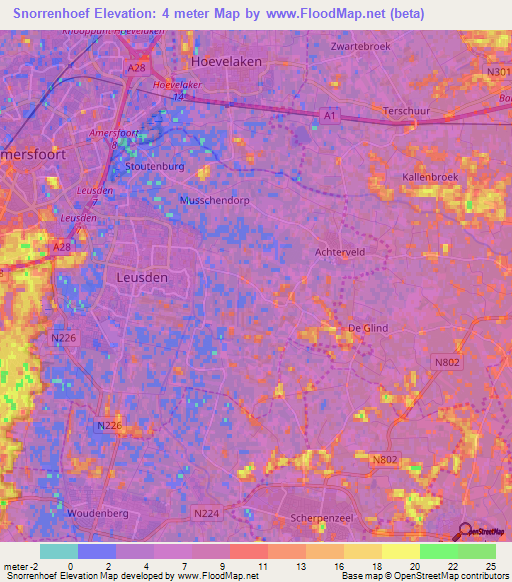 Snorrenhoef,Netherlands Elevation Map