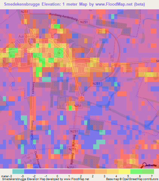 Smedekensbrugge,Netherlands Elevation Map