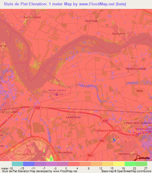 Sluis de Piet,Netherlands Elevation Map