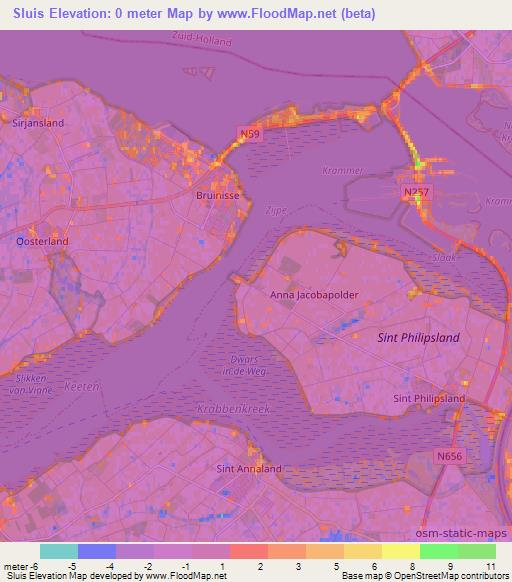 Sluis,Netherlands Elevation Map