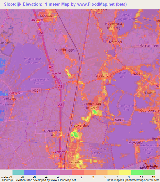 Slootdijk,Netherlands Elevation Map