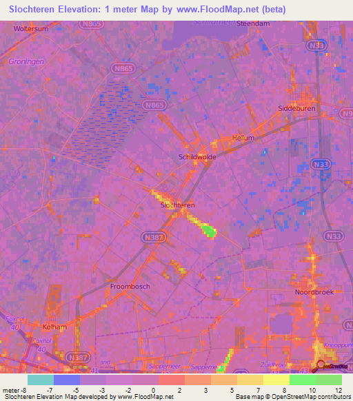 Slochteren,Netherlands Elevation Map