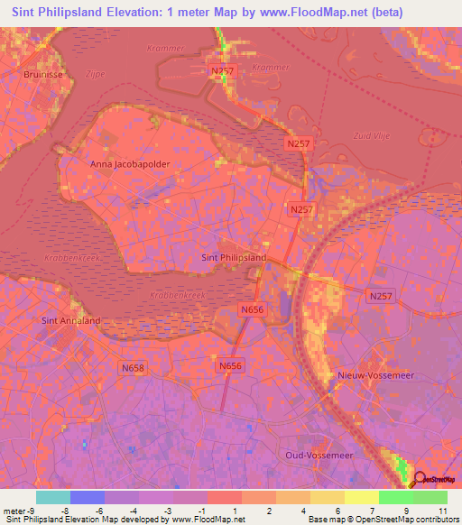 Sint Philipsland,Netherlands Elevation Map