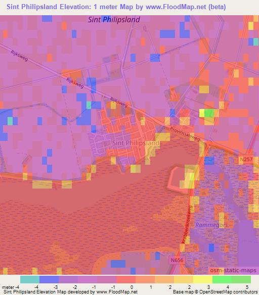 Sint Philipsland,Netherlands Elevation Map