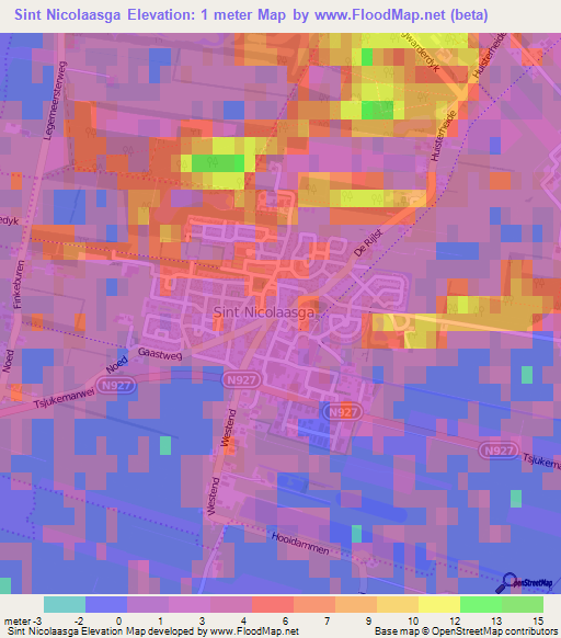 Sint Nicolaasga,Netherlands Elevation Map